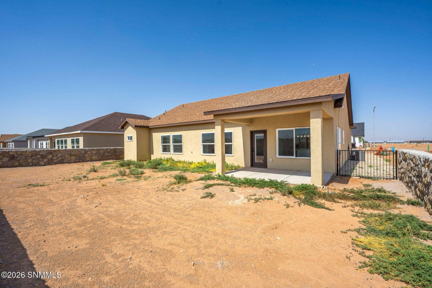 Large backyard of a new MD Homes single story home in Las Cruces